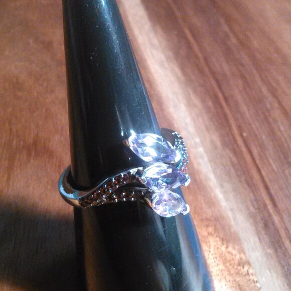 Moroccan Rose and Mozambique Garnet Trinity Twilight Sterling Silver Ring-Size 7 - Picture 6 of 16